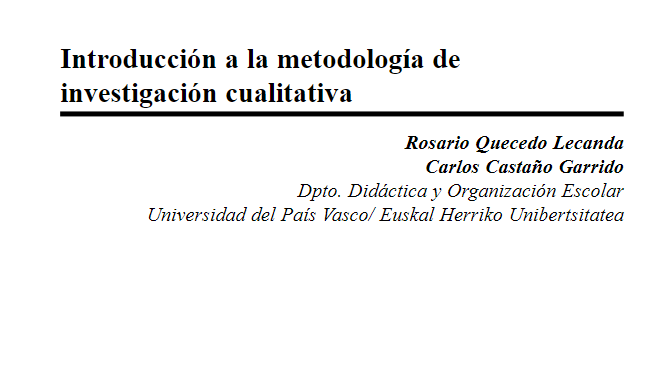 Artículo científico “Introducción a la metodología de investigación cualitativa”