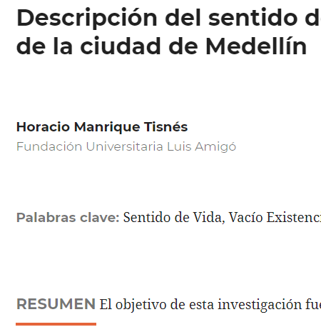 Artículo científico “Descripción del sentido de la vida en adolescentes infractores de la ciudad de Medellín” (2011)
