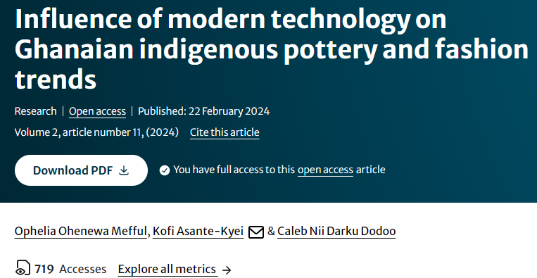 Artículo científico “[Trad.] Influencia de la tecnología moderna en la cerámica autóctona de Ghana y en las tendencias de la moda”