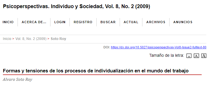 Artículo científico “Formas y tensiones de los proceso de individualización en el mundo del trabajo”