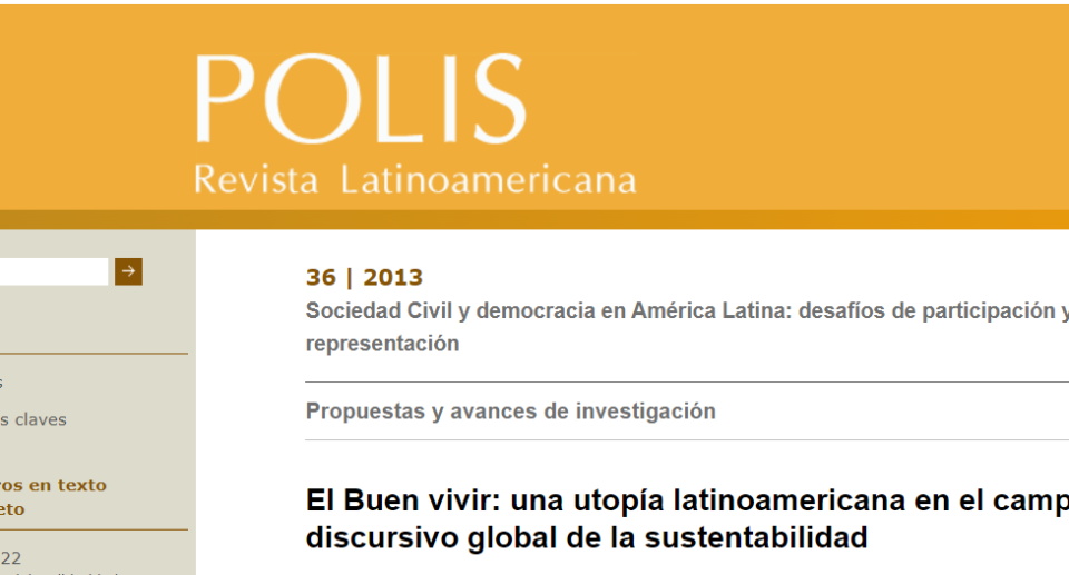 Artículo científico “El Buen vivir: una utopía latinoamericana en el campo discursivo global de la sustentabilidad”