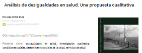 Artículo científico “Análisis de desiguladades en salud. Una propuesta cualitativa” (2021)