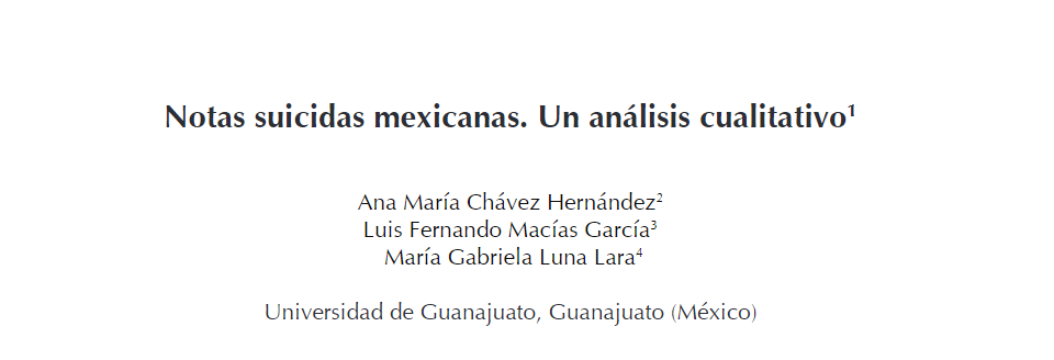 Artículo científico “Notas suicidas mexicanas. Un análisis cualitativo” (2011)
