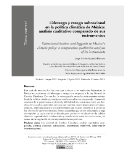 Artículo científico “Liderazgo y rezago subnacional en la política climática de México: análisis cualitativo comparado de sus instrumentos” (2023)