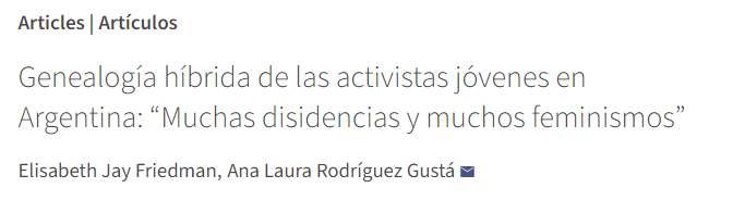 Artículo científico «Genealogía híbrida de las activistas jóvenes en Argentina: “Muchas disidencias y muchos feminismos”» (2024)