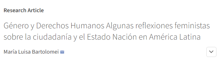 Artículo científico “Género y Derechos Humanos Algunas reflexiones feministas sobre la ciudadanía y el Estado Nación en América Latina” (2012)