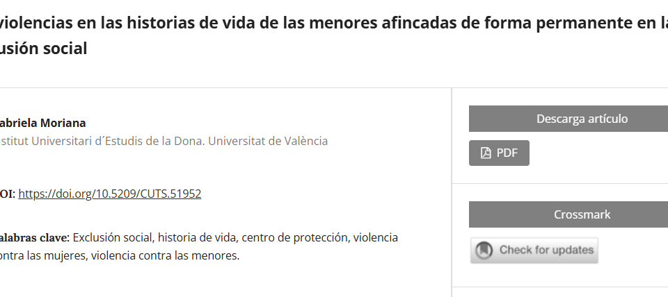 Artículo científico “Las violencias en las historias de vida de las menores afincadas de forma permanente en la exclusión social” (2017)