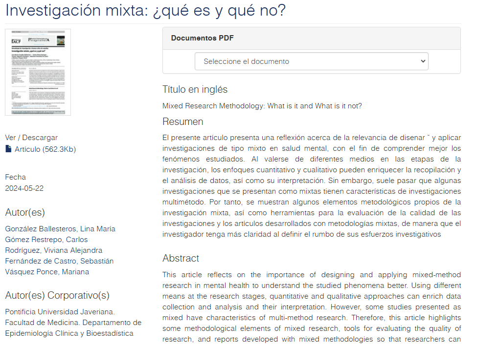 Artículo científico “Investigación mixta: ¿qué es y qué no?” (2024)