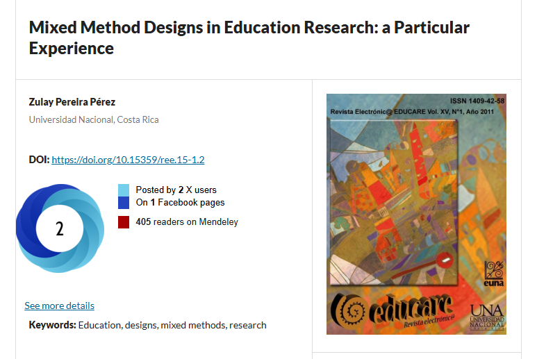 Artículo científico “Los diseños de método mixto en la investigación en educación: Una experiencia concreta” (2011)