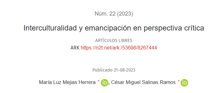 Artículo científico “Interculturalidad y emancipación en perspectiva crítica” (2023)