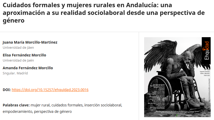 Ciencias sociales “Cuidados formales y mujeres rurales en Andalucía: una aproximación a su realidad sociolaboral desde una perspectiva de género” (2023)