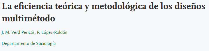 Artículo científico “La eficiencia teórica y metodológica de los diseños multimétodo” (2008)