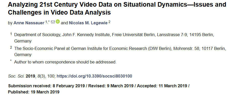 Artículo científico “[Trad.] Análisis de datos de vídeo del siglo XXI sobre dinámicas situacionales: problemas y desafíos en el análisis de datos de vídeo” (2019)
