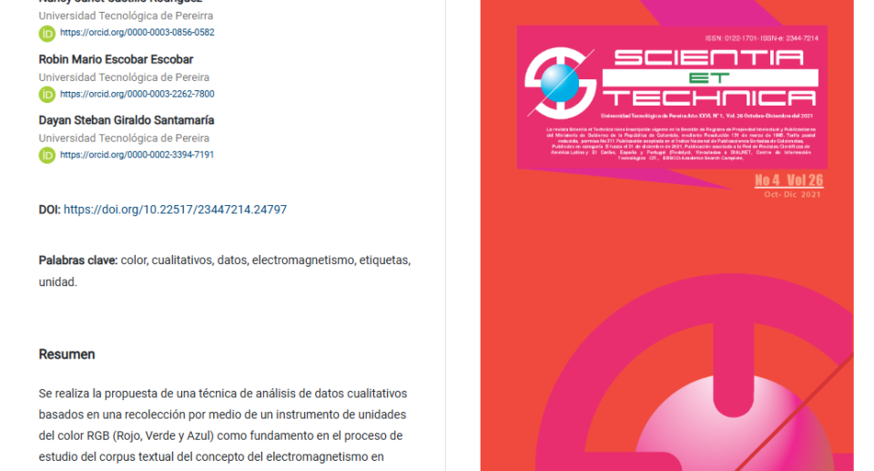 Artículo científico “Análisis de datos cualitativos mediante el uso de unidades de color” (2021)