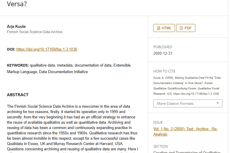 Artículo científico “[Trad.] ¿Cómo hacer que los datos cualitativos se adapten a la “iniciativa de documentación de datos” o viceversa?” (2000)