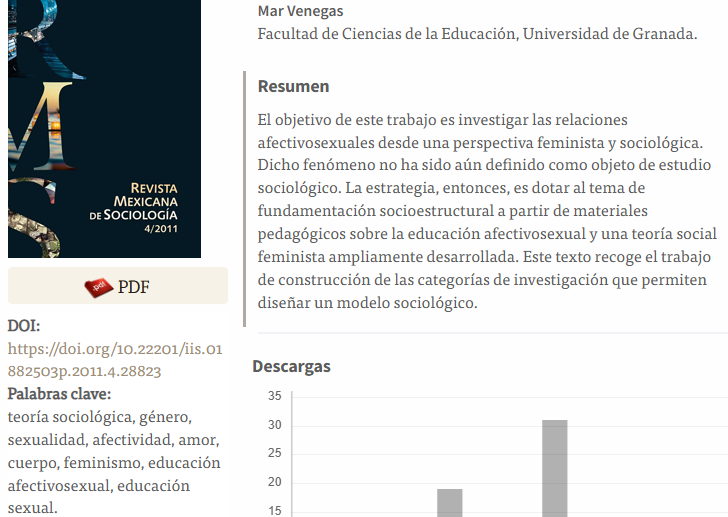 Artículo científico “Un modelo sociológico para investigar las relaciones afectivosexuales” (2011)