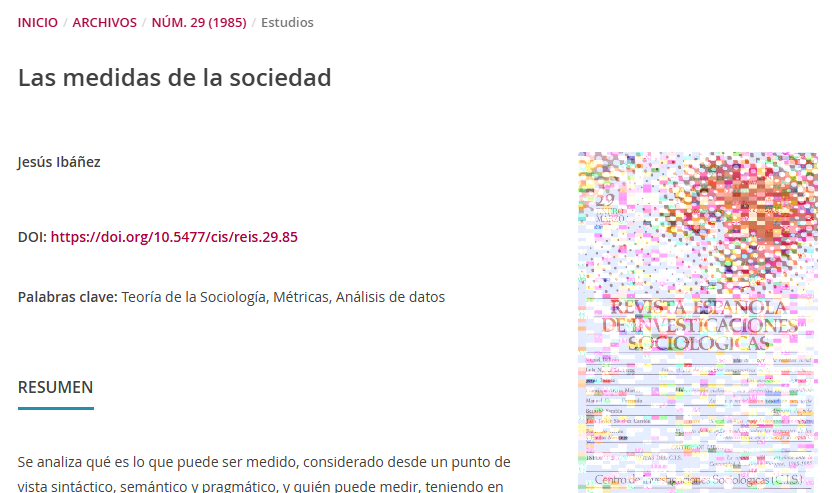 Artículo científico “Las medidas de la sociedad” (1985)