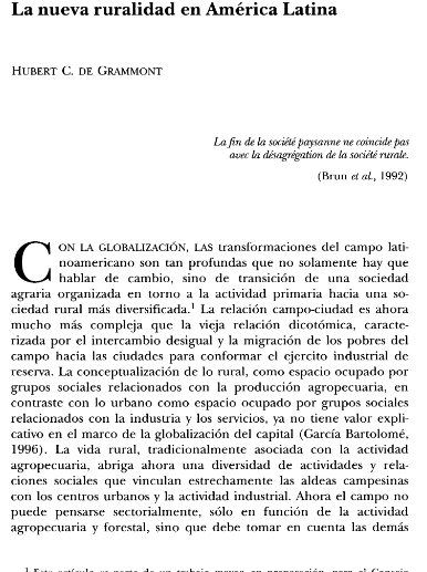 Artículo científico “La nueva ruralidad en América Latina” (2004)