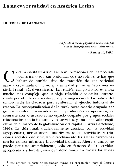 Artículo científico “La nueva ruralidad en América Latina” (2004)