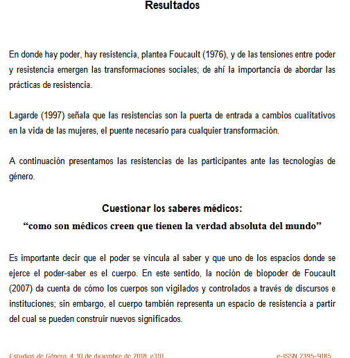 Artículo científico “Narrativas de mujeres en torno a su experiencia de no maternidad: resistencias ante tecnologías de género” (2018)
