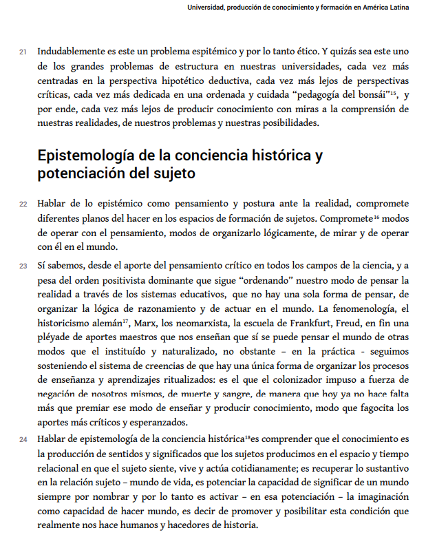 Notas de investigación: “Universidad, producción de conocimiento y formación en América Latina” (2007)