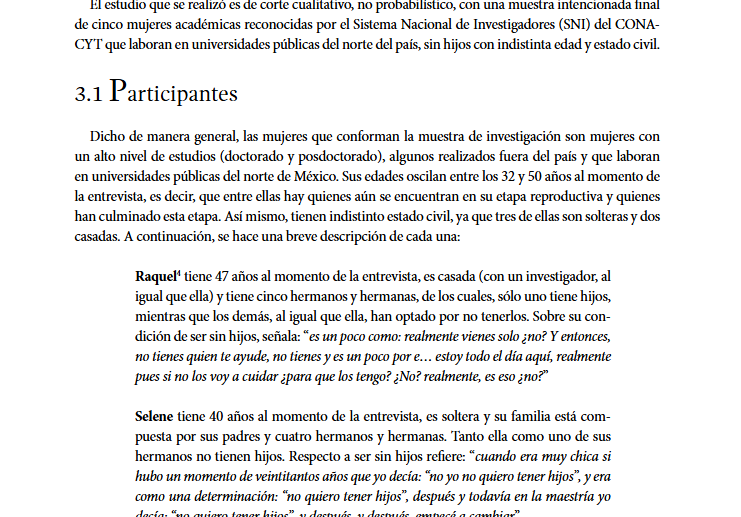Artículo científico “La presión social para ser madre hacia mujeres académicas sin hijos” (2019)