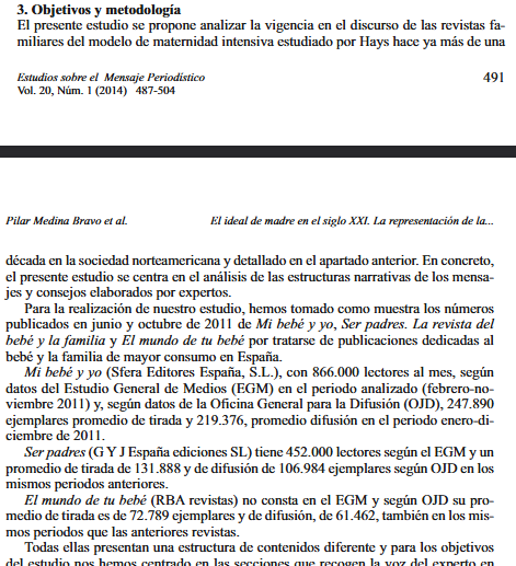 Artículo científico “El ideal de madre en el siglo XXI. La representación de la maternidad en las revistas de familia” (2014)