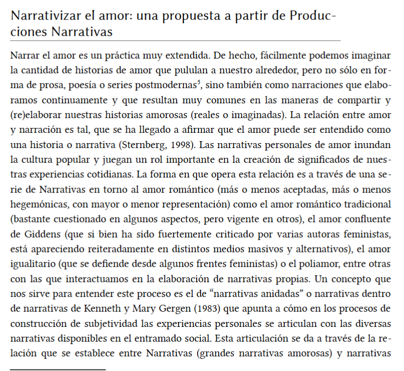 Artículo científico “Re/pensar las Producciones Narrativas como propuesta metodológica feminista: Experiencias de investigación en torno al amor romántico.”  (2014)