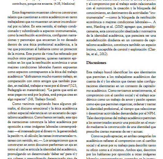 Artículo científico “Nosotros los académicos. Narrativas identitarias y autodefinición en la universidad actual” (2015)