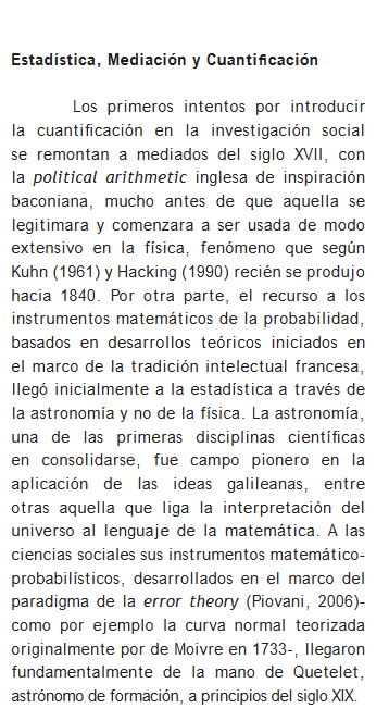 Artículo científico “Estadística y ciencias sociales: el sentido común metodológico frente al espejo de la historia” (2007)