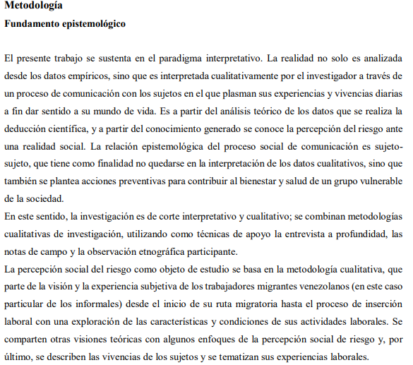 Artículo científico ‘Percepción social de los riesgos laborales en trabajadores migrantes venezolanos en Quito-Ecuador, 2019’ (2020)