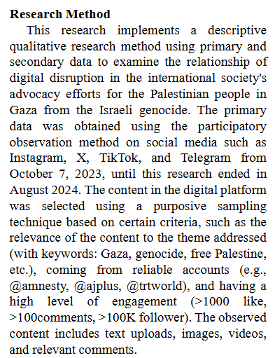 Artículo científico ‘[Trad.] Disrupción digital: empoderando a la sociedad internacional que defiende al pueblo palestino contra el genocidio israelí’ (2025)