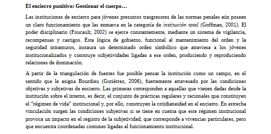 Artículo científico ‘El encierro punitivo y la reactualización del dolor social.’ (2016)