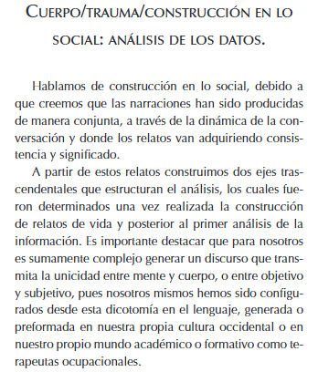 Artículo científico ‘Construcción de significados de experiencia de cuerpo con personas en situación de discapacidad física adquirida.’ (2010)