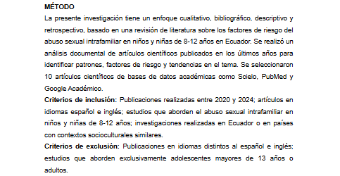 Artículo científico ‘Factores de riesgos para el abuso sexual intrafamiliar en niños y niñas de 8-12 años’ (2025)