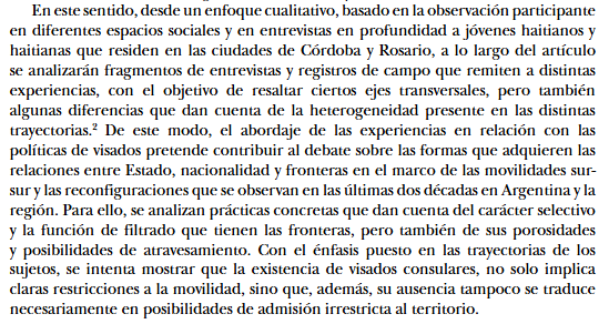 Artículo científico ‘Estrategias de movilidad, visados y fronteras: Trayectorias de haitianos y haitianas hacia la Argentina.’ (2019)