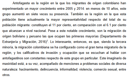 Artículo científico ‘LA MICROFÍSICA DE LAS FRONTERAS. CRIMINALIZACIÓN, RACIALIZACIÓN Y EXPULSABILIDAD DE LOS MIGRANTES COLOMBIANOS EN ANTOFAGASTA, CHILE.’ (2016)