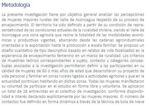 Artículo científico ‘Percepciones de mujeres mayores rurales respecto de su proceso de envejecimiento.’ (2019)